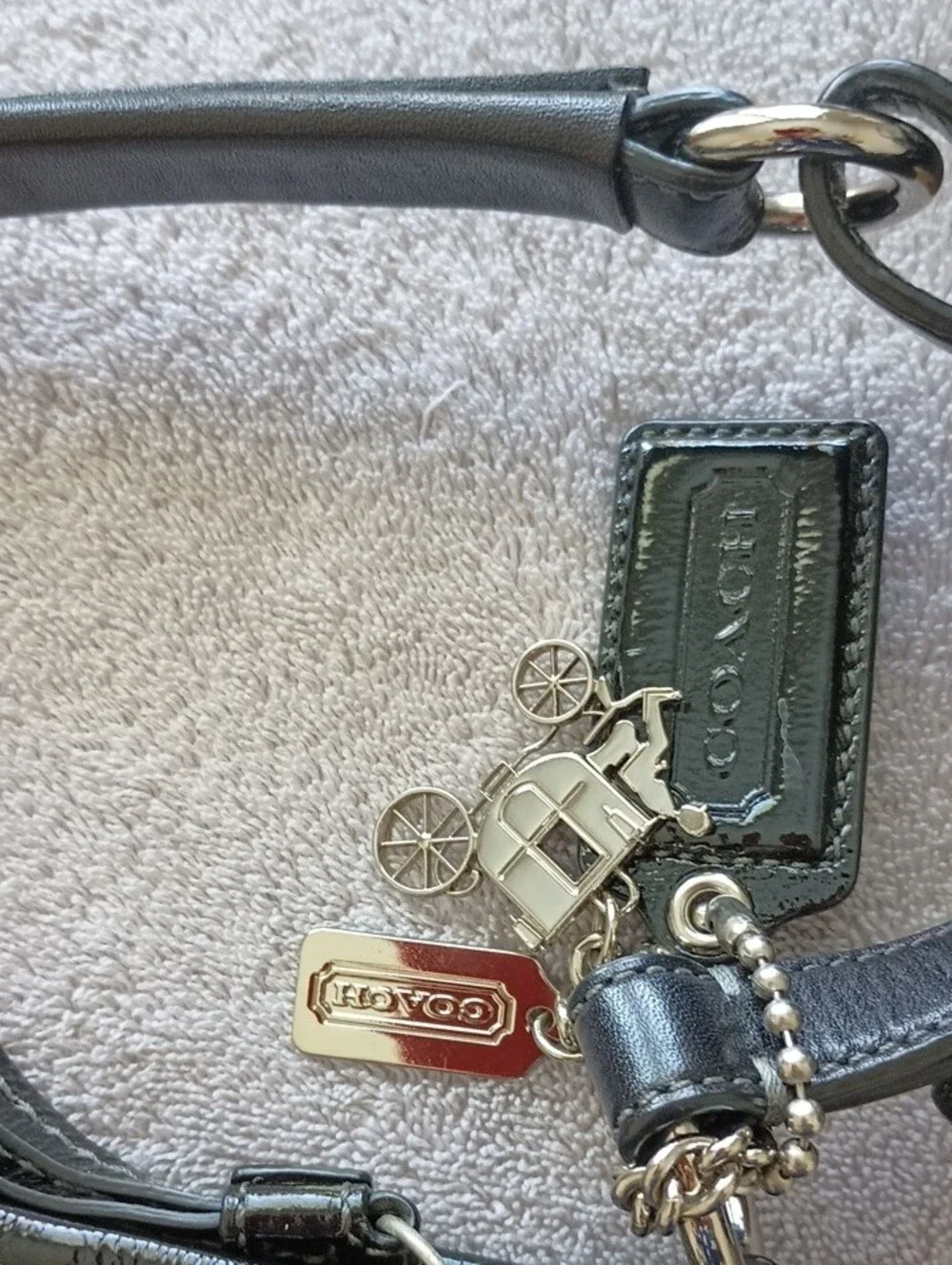 Coach Black Signature Shoulder Bag with Charm